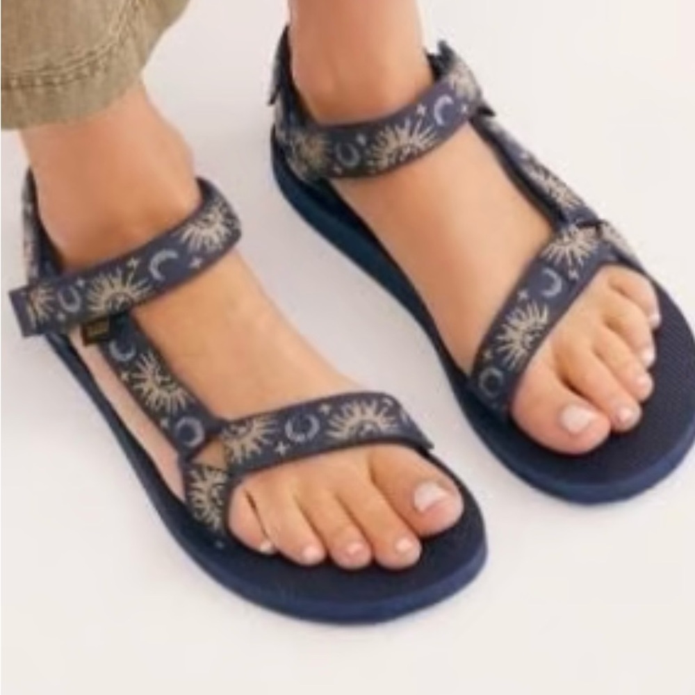 ✨Sold✨Teva Womens Original Sun & Moon Celestial Blue Strap Hiking Sandals 8